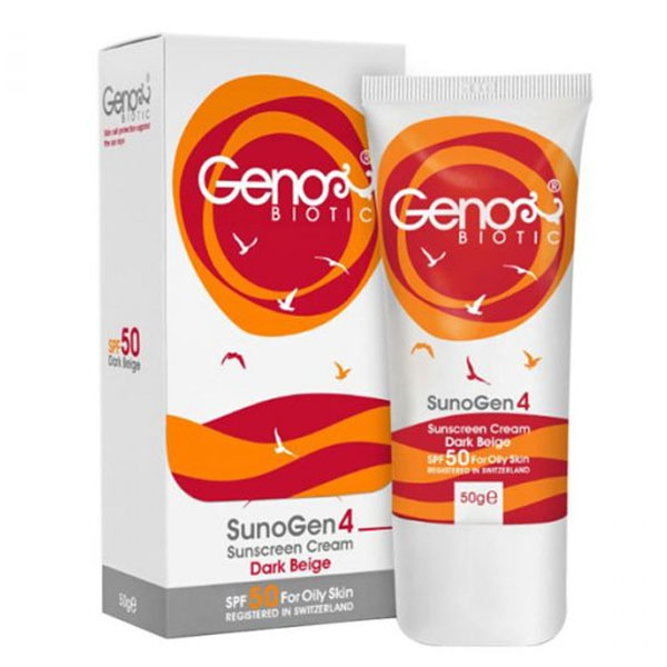 کرم ضد آفتاب رنگی پوست های چرب و مختلط SPF50 ژنوبایوتیک 50gr