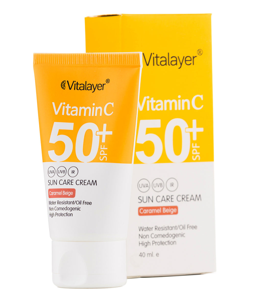 کرم ضدآفتاب رنگی SPF50 حاوی ویتامین سی حجم 40میل ویتالیر