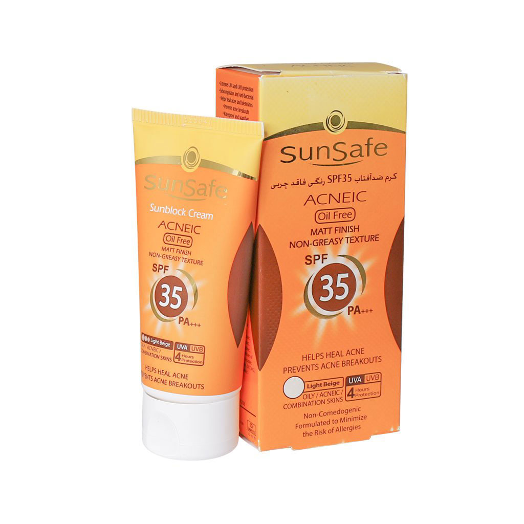 کرم ضد آفتاب رنگی پوست چرب spf35 سان سیف