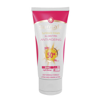 کرم ضد آفتاب و ضد چروک فاقد رنگ spf50 سان سیف