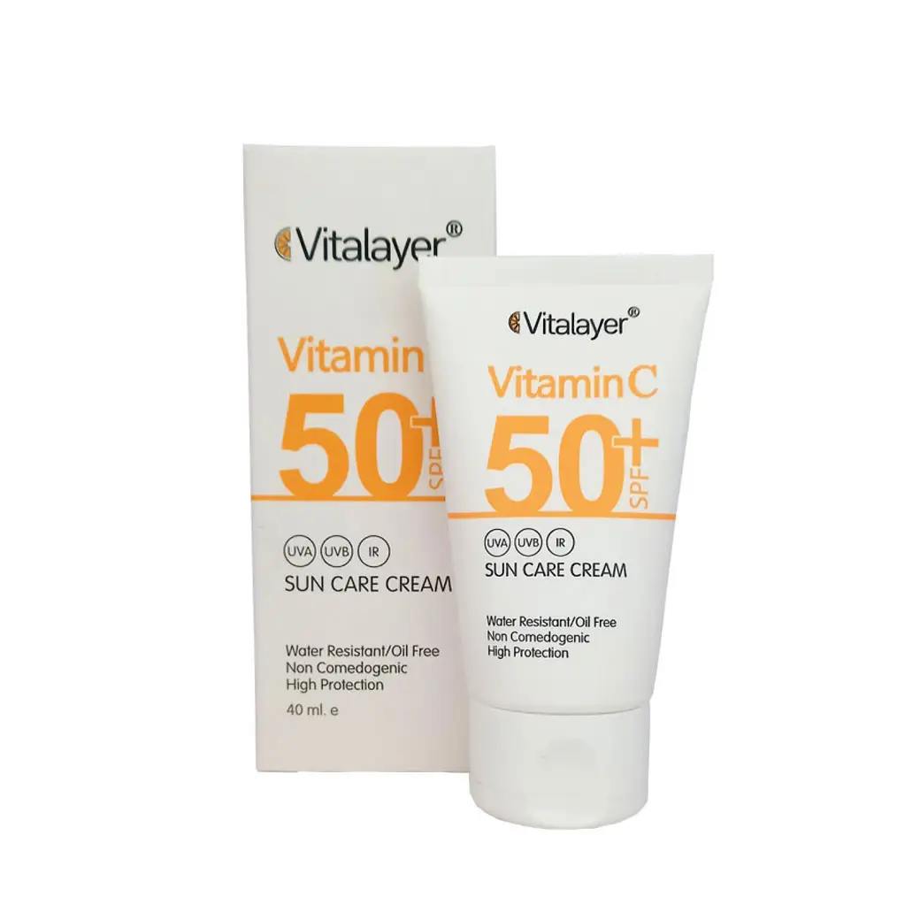  کرم ضد آفتاب بی رنگ Spf50 حاوی ویتامین سی حجم 40میل ویتالیر